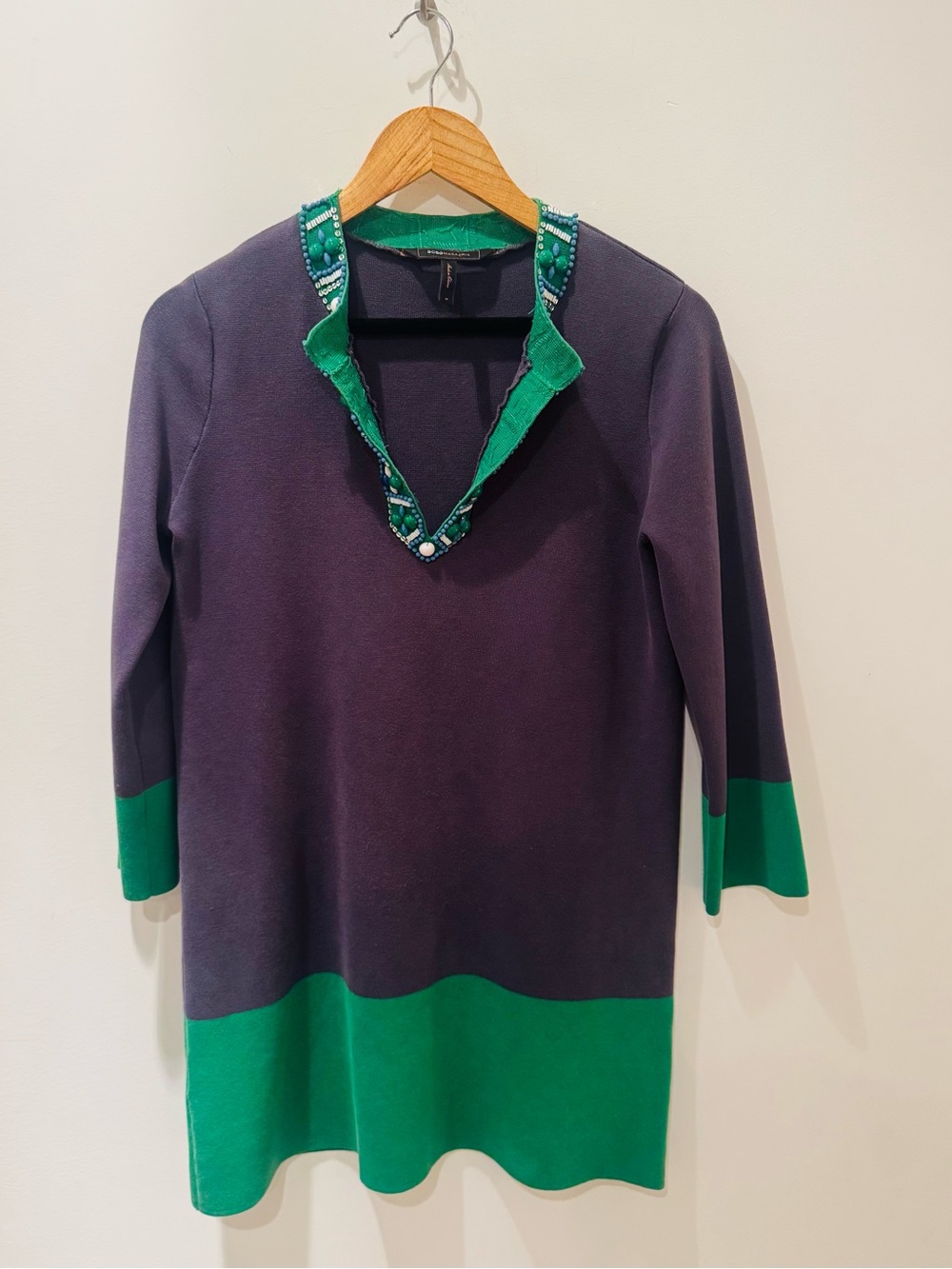 BCBG Maxazria almost Vintage long sleeve jeweled dress. Size M.